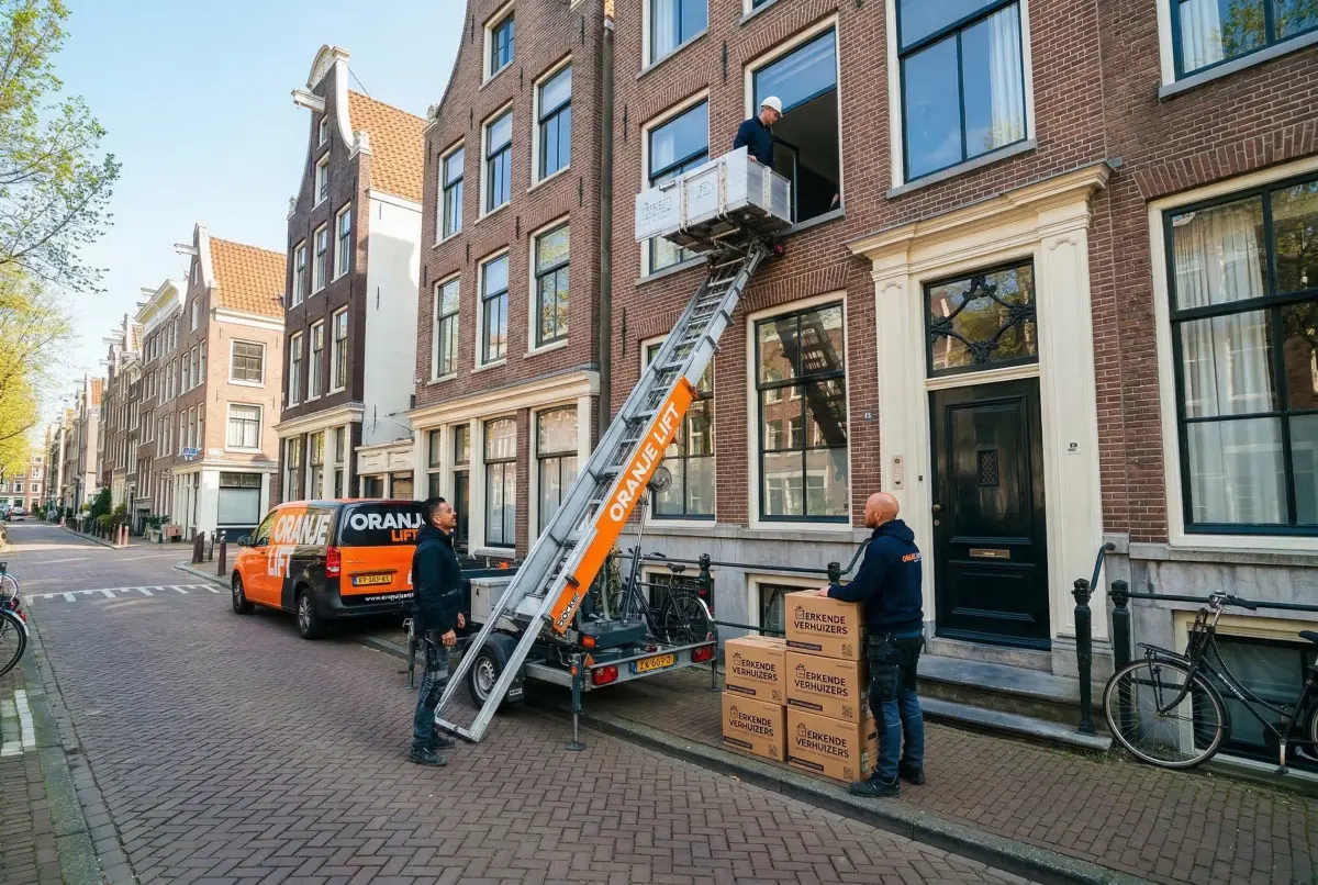 Compacte lift voor verhuizing in smalle straat Capelle aan den IJssel