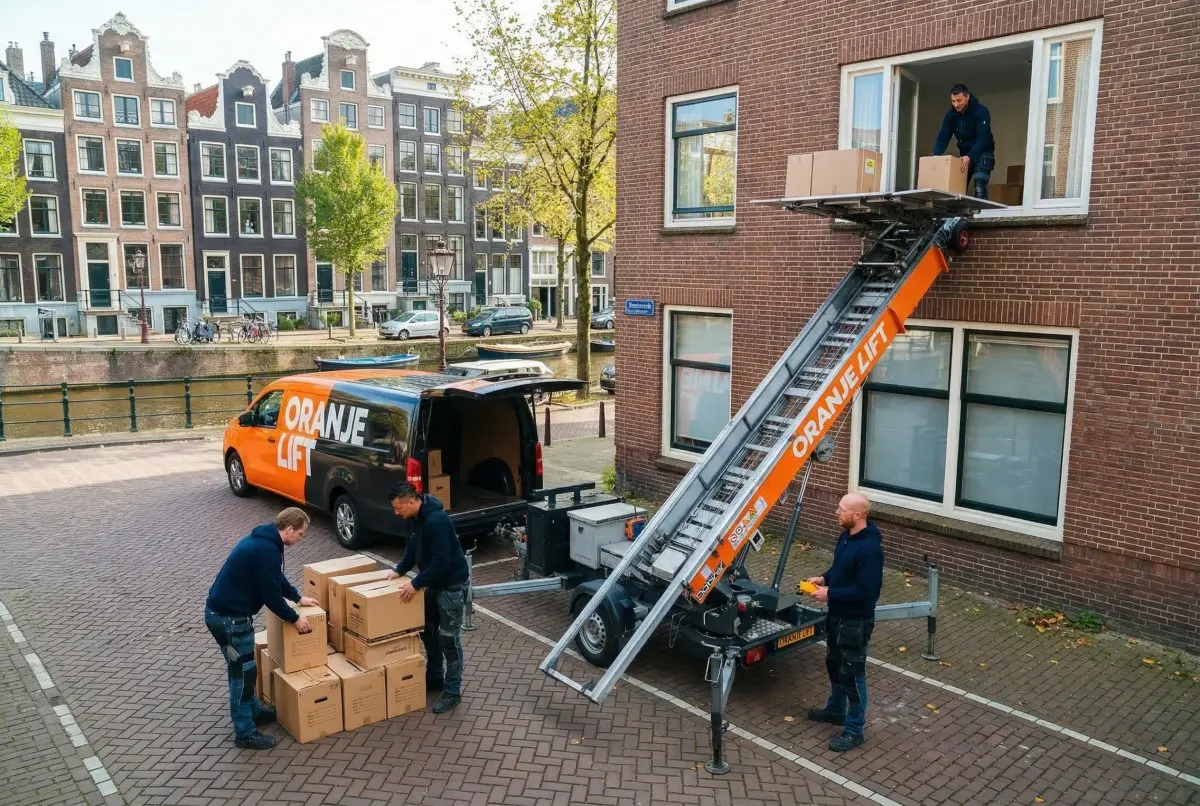 Ladderlift voor galerijflat Ommoord Rotterdam