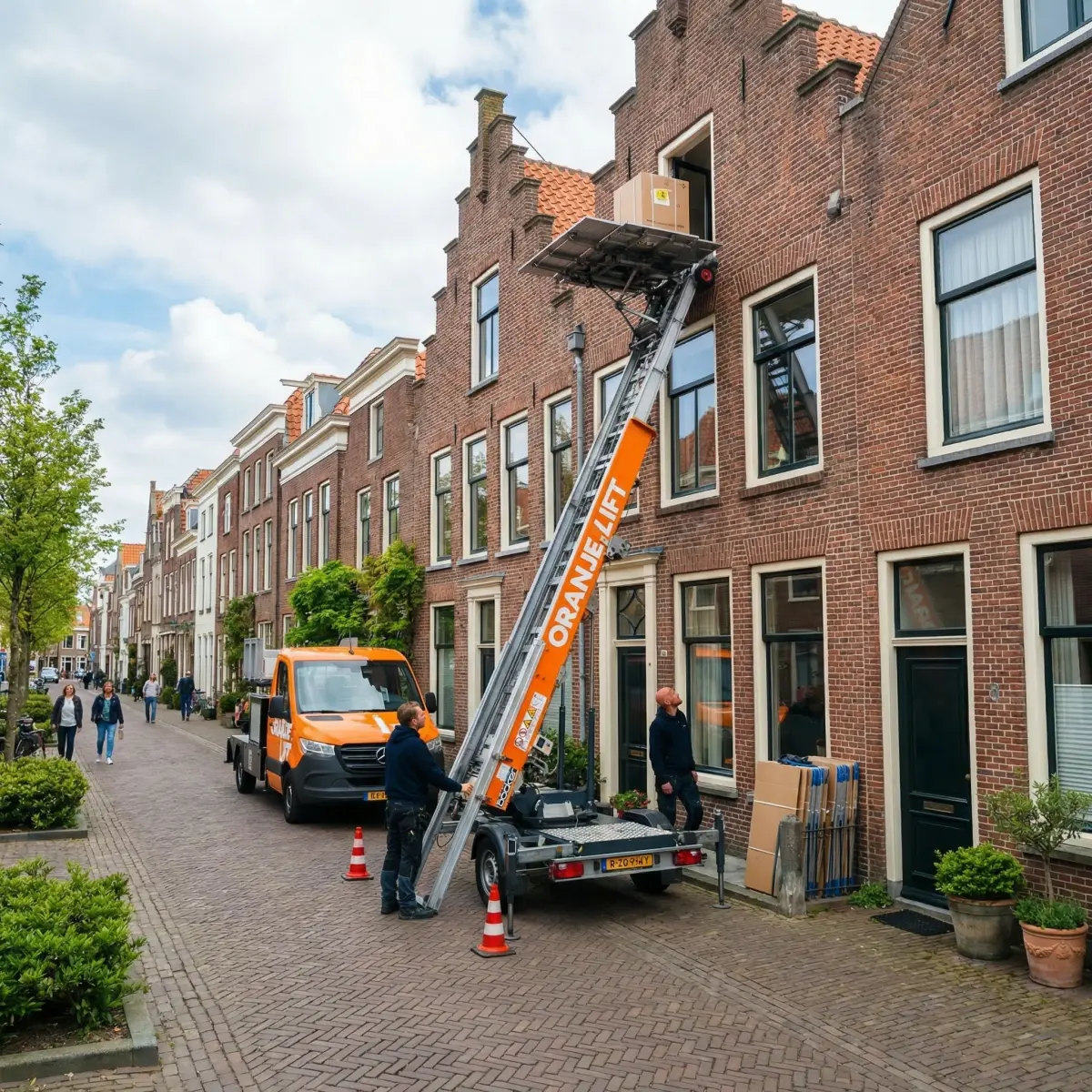 Aanhangerlift in gebruik bij woning in Capelle aan den IJssel